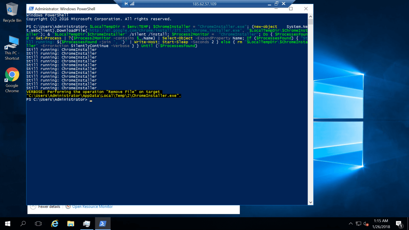 Удаление google chrome powershell