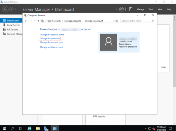 Change password in Windows Server 2019 | Snel.com