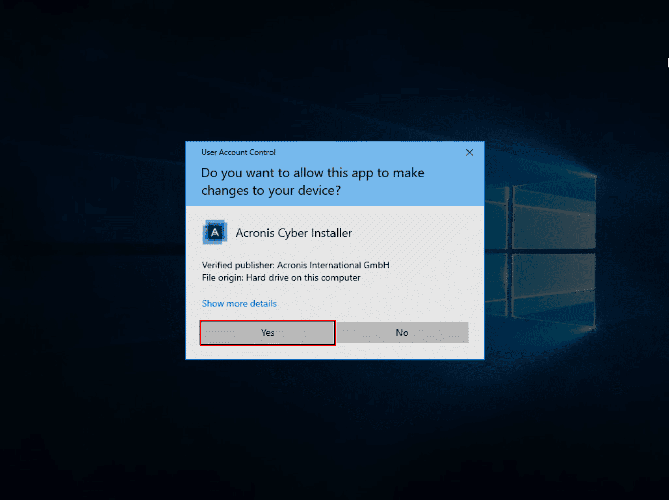 can acronis true image 2019 be installed on windows server
