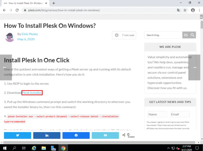 Plesk Installer Browser